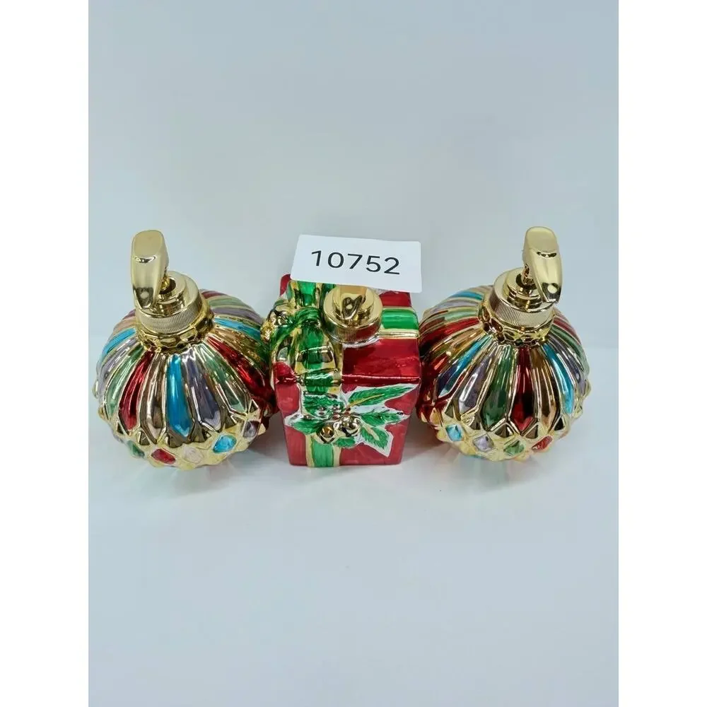 Vintage 1998 Allure Christmas Glass Soap Dispenser Set Ornaments Gift Box